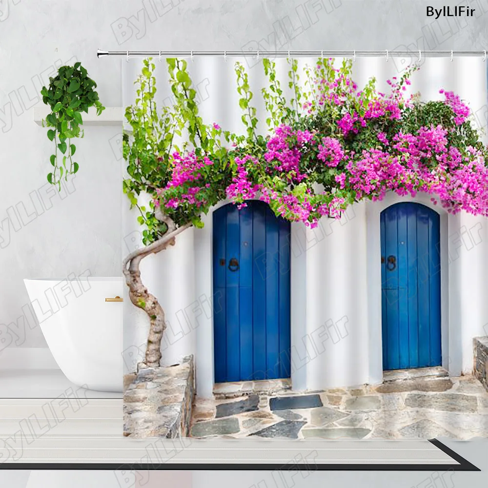 Садовая занавеска для душа набор украшения ванной комнаты цветок зеленое