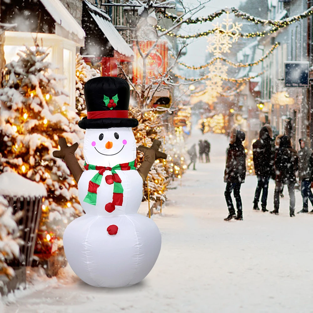 

Inflatable Illuminated Snowman Ornament with LED Light Snowman Dolls Decor for Xmas Garden Party Decor