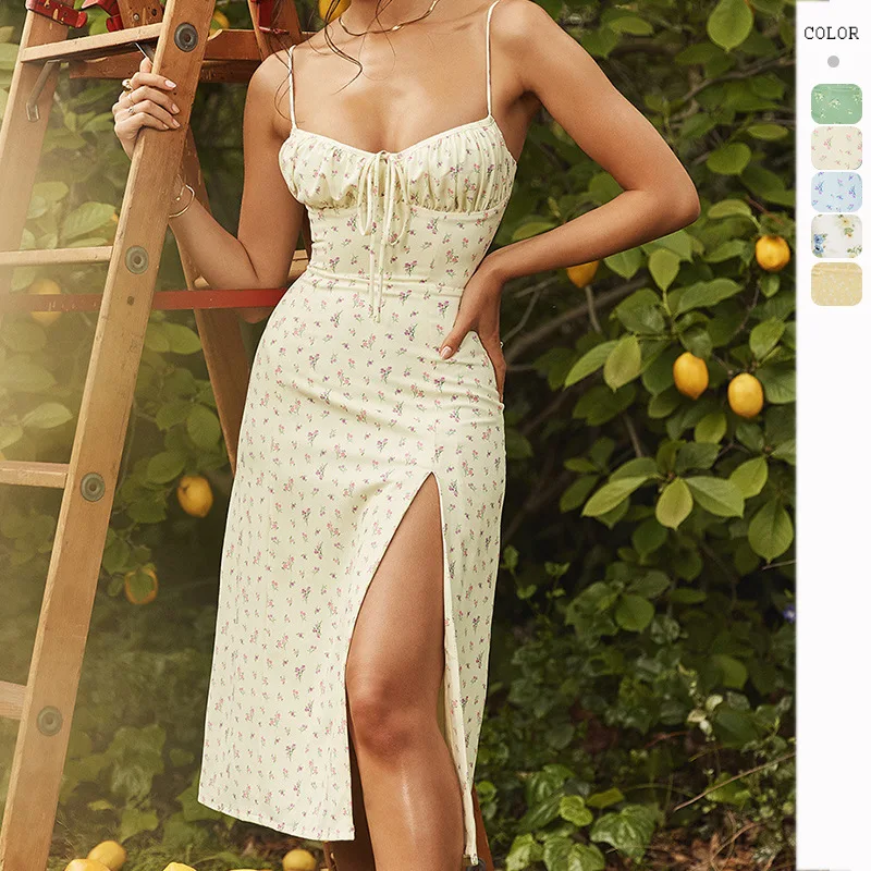

Новинка 2023, платье во французском стиле с принтом, юбка на бретелях с цветочным принтом для весны и лета
