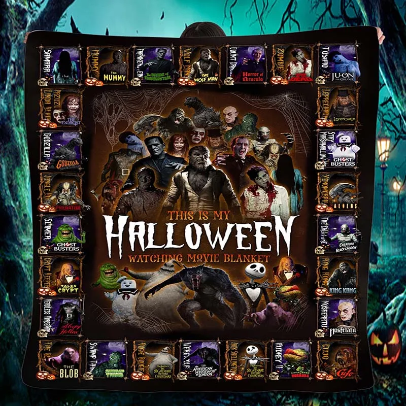 

Halloween horror Soft Throw Blanket Flannel All Season Light Weight Living Room/Bedroom Warm Blanket