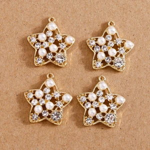 4pcs 19x23mm Crystal Star Charms Pendants for Jewelry Making Women Fashion Necklaces Drop Earrings DIY Crafts Accessories