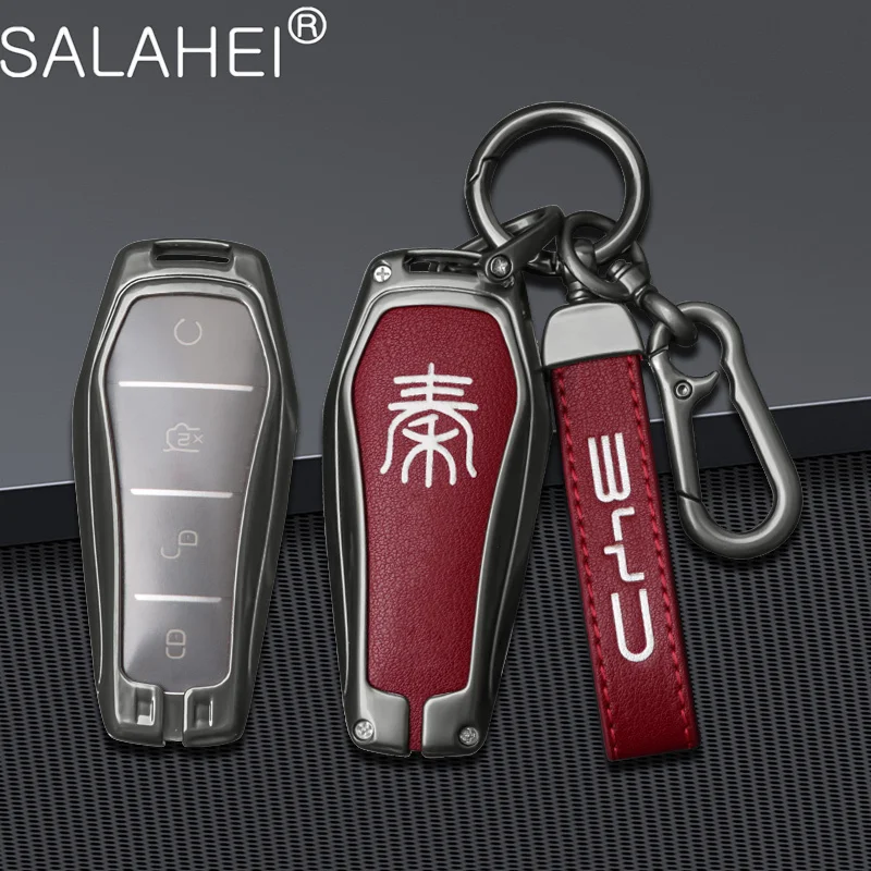 

Zinc Alloy Car Key Cover Case Key Bag Shell Holder Full Protector Fob For BYD Qin Plus Ev Pro Dmi 2021 Auto Interior Accessories