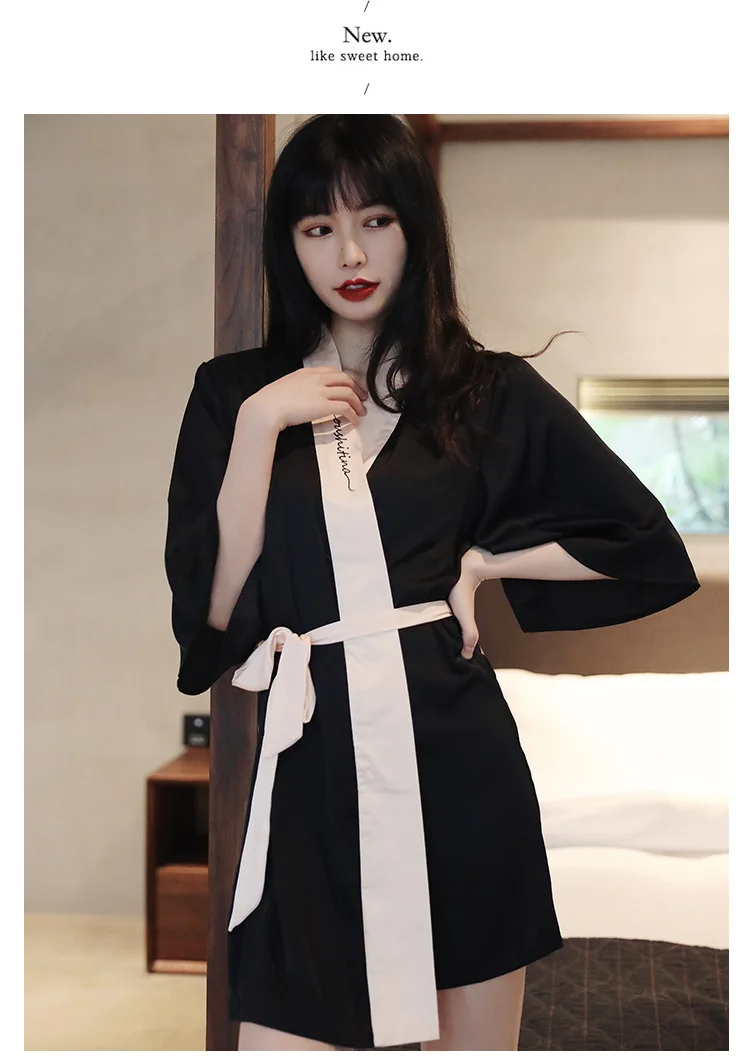 Spring/Summer 2023 new sexy seduction ice silk nightgown women's short sleeve pajamas casual plus-size loungewear