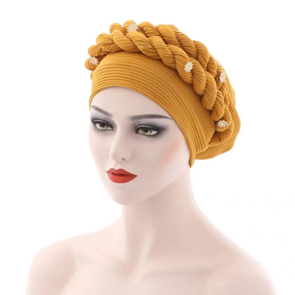 

Turban Cap Beautiful Ladies Flower Brimless Twist Head Wrap for Party Beanie Headwrap Women Hat