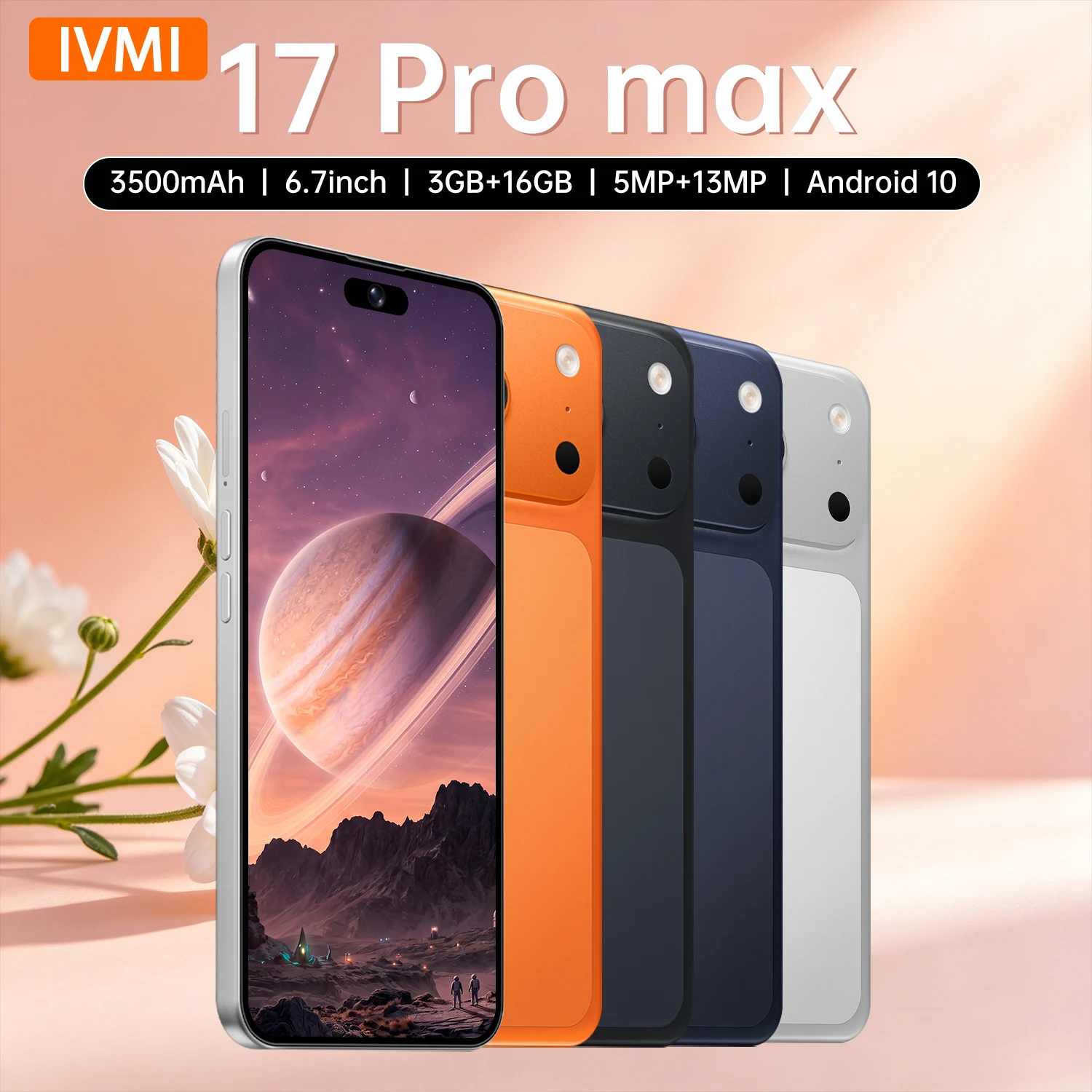Фото Смартфон IVMI 17Pro Max на Android 10.0, экран 6.7 дюймов, 3+16 ГБ, 5+13 МП камера, 3500 мАч, поддержка Google Play Store. №1