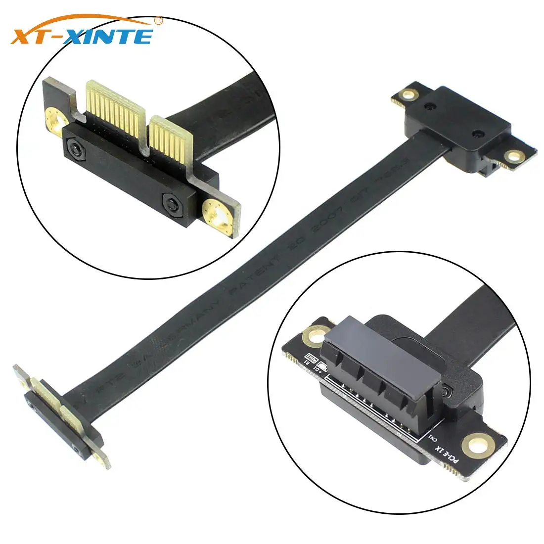 

PCI-E X1 PCI Express 1X Riser Extension Ribbon Cable Gold-plated Connector Dual Vertical 90 Right Angle for 1U 2U ATX Extender