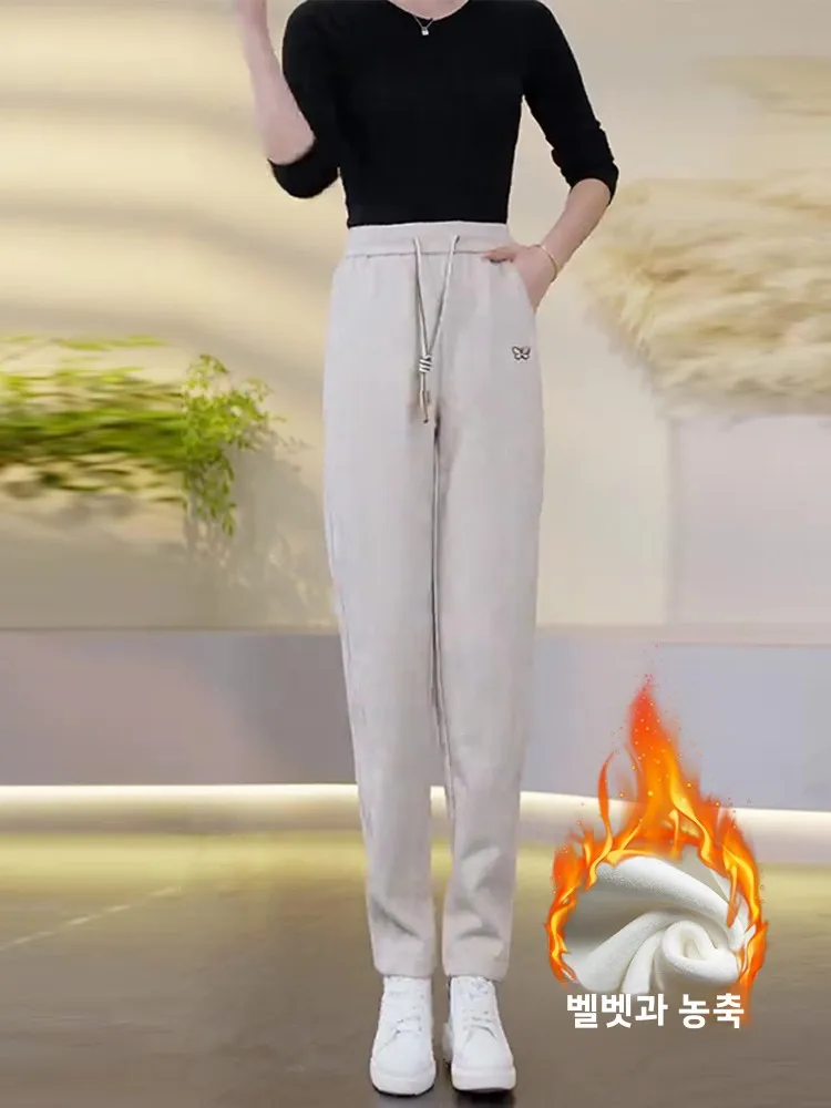 Спортивные штаны больших размеров женские осенне-зимние 2024 новые маленькие