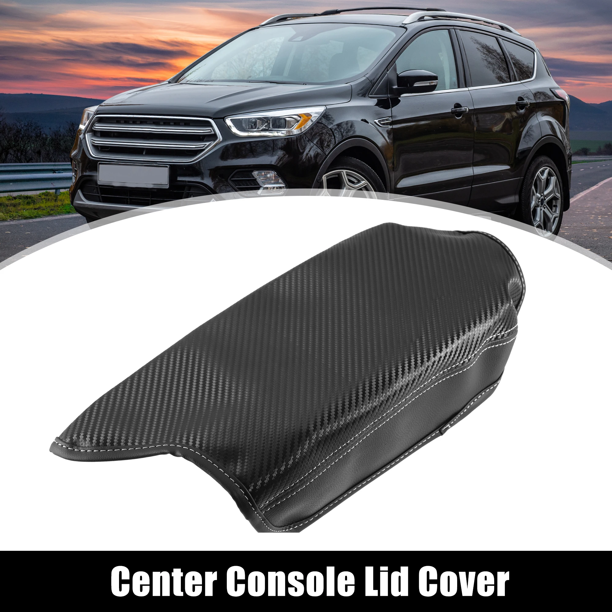 

UXCELL Car Center Console Armrest Box Cover for Ford for Ranger 2019 2020 2021 2022 Faux Leather Carbon Fiber Pattern Protector