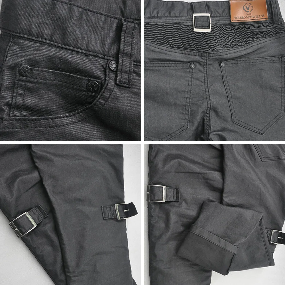 LOMENG Coated Waterproof Motorcycle Riding Jeans Biker Motorbike Pants with CE Removable Armored for Men LMPM31