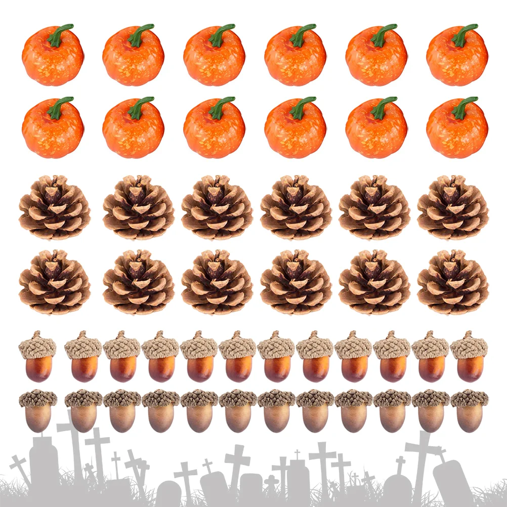

Simulation Pumpkin Maple Leaf Acorn Props Funny Ornament Pine Cone Ornaments Halloween Christmas Decor