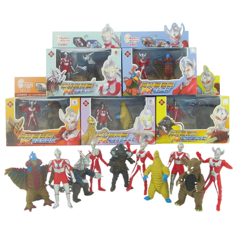 

Экшн-фигурки Ультрамен 7-8 см, мягкая резиновая кукла в комплекте для мальчиков, Миниатюрная игрушка, модель ультразвукового антилара Birdon Gomora Red King