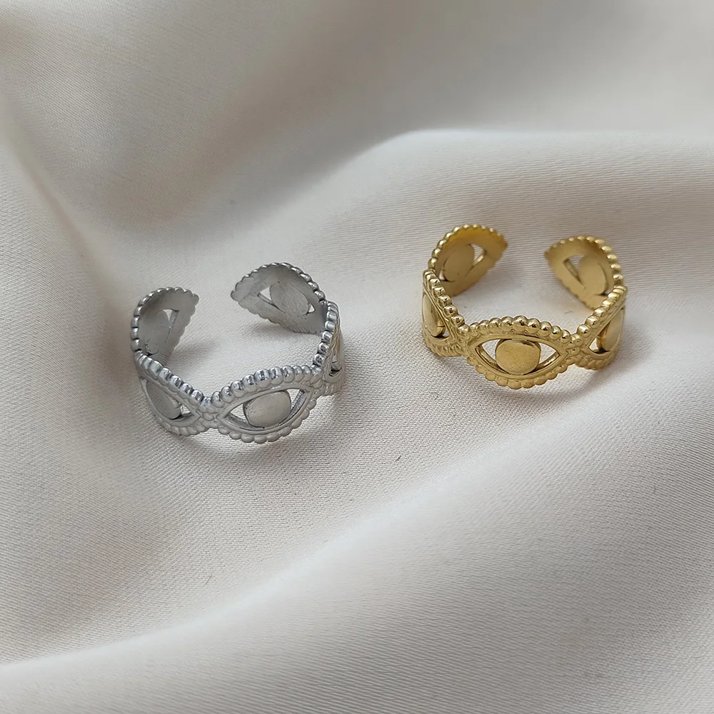 

Trendy Stainless Steel Rings for Women Flower Heart Adjustable Finger Ring Fashion Party Jewelry Geometric Aesthetic Open Ring