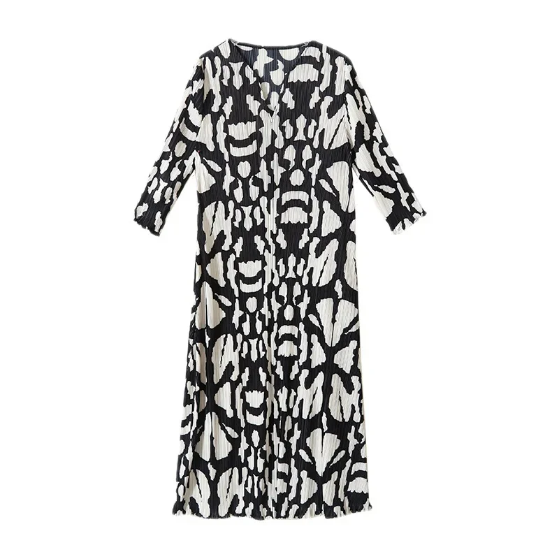 Женское Плиссированное Платье с V-образным вырезом и короткими рукавами