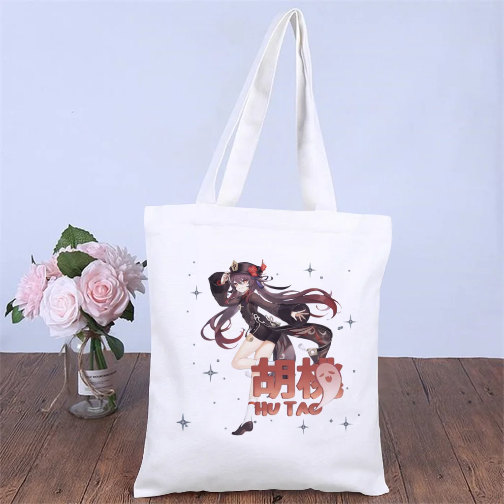 

Hu Tao GirlHandbag Genshin Impact Online Role Playing Game Fashion Shoulder Canvas Bags Teens Pocket Shopper HandBags Tote Bag