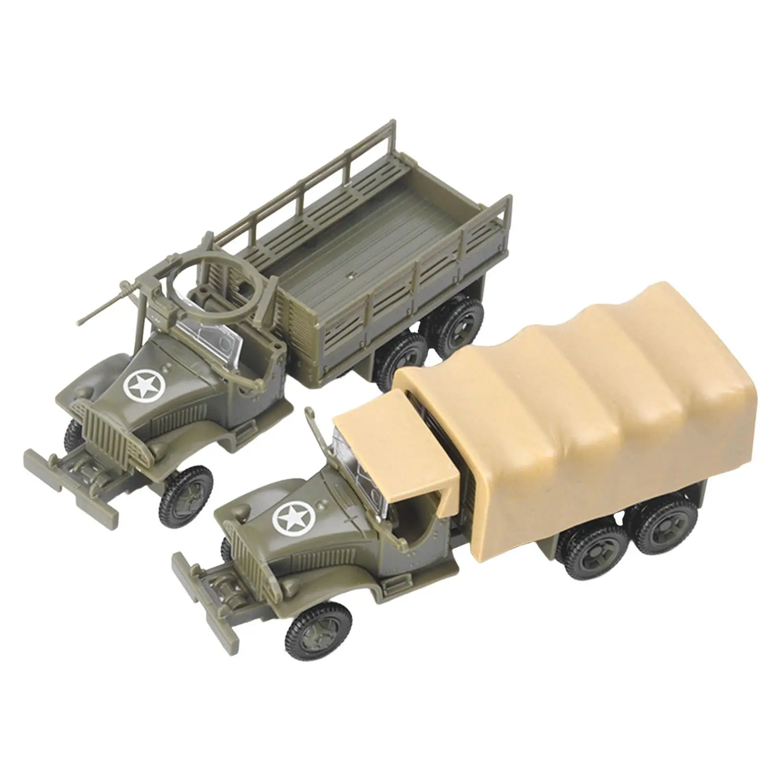 

2Pcs/Set 1/72 4D Assemble Truck Educational Toy Vehicle Model Toy Collectible Gifts Sand Table Assembly Model Military Toy Car