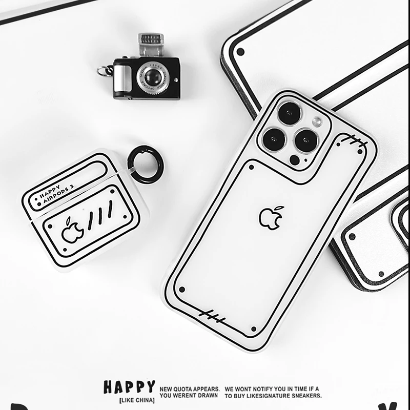 

Graffiti Phone Case Minimalist Cover iPhone X 11 12 13 Pro Max Case Mini Series Transparent Frosted Shell Anti-Drop Cellphone