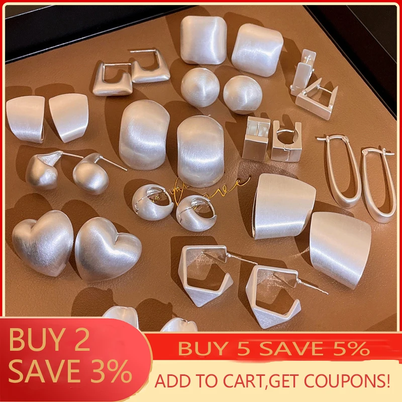 

Uilz Trendy Vintage Minimalist Silver Color Metal Hoop Earring for Woman Statement Earrings Accessories Unique Punk Jewelry Ear