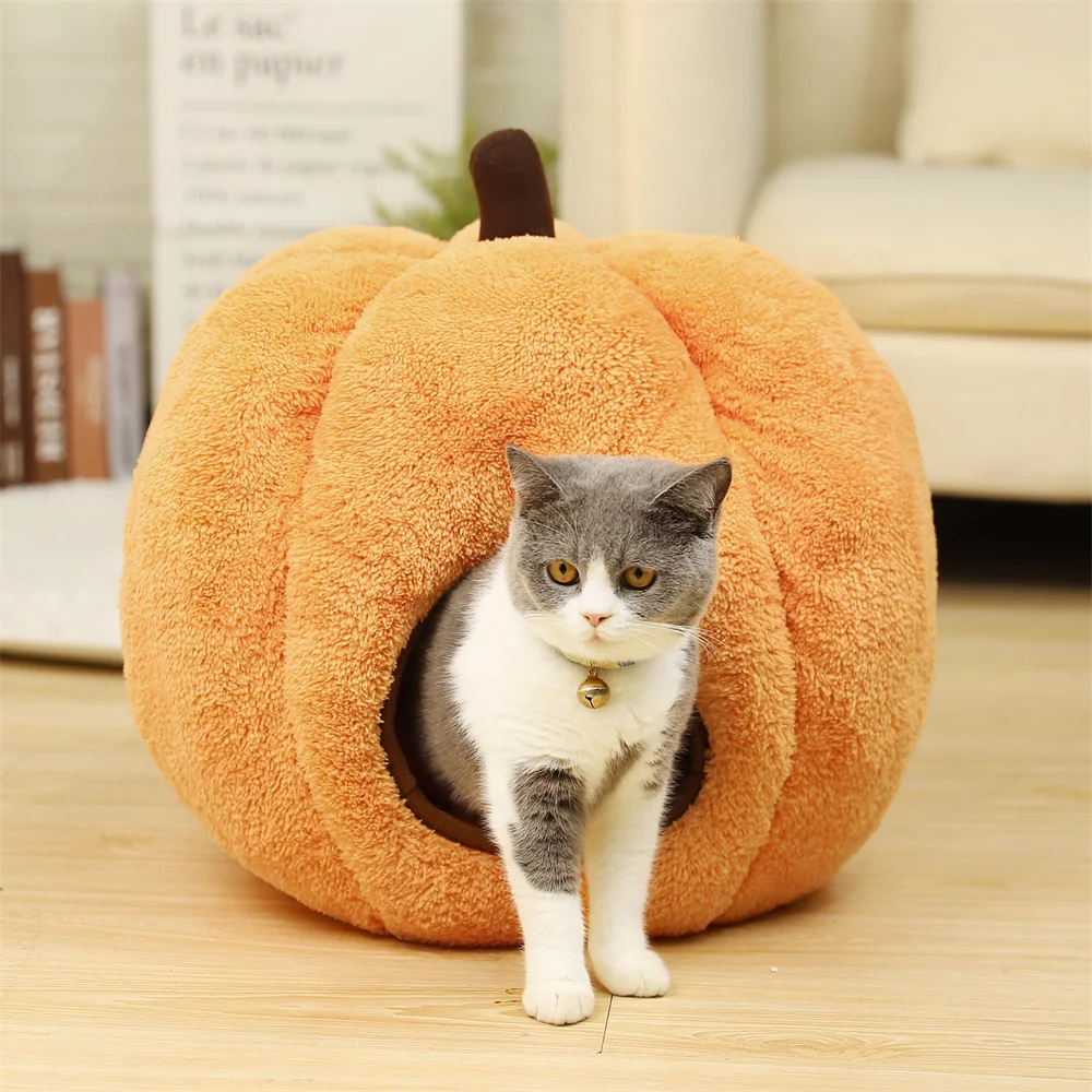 

Dropshipping Halloween pet bed House Orange Dog Bed Animal Cave Nest Puppy Dog Kennel Cute Pet Cat Dog House High Quality