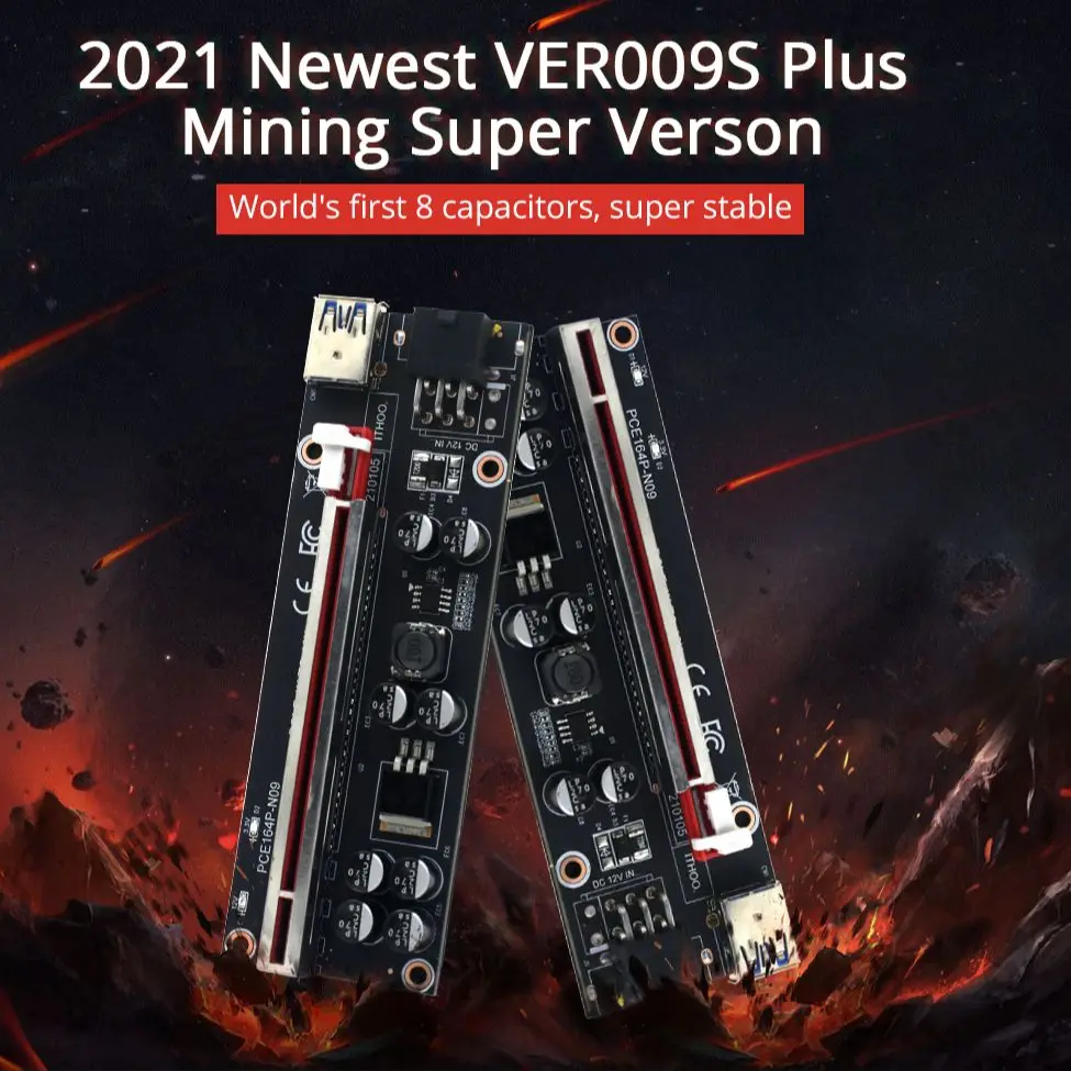 

NEW 1-10PCS TISHRIC Newest PCIE Riser 009s Plus Mining Super Version PCIE x16 PCI Express Extension Riser Card for Mining Video