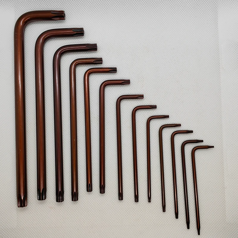Фото Ключ Torx/L-образный из легированной стали S2, двусторонний, с удлиненной рукояткой, с отверстием, T6-T50, для дома и DIY №5