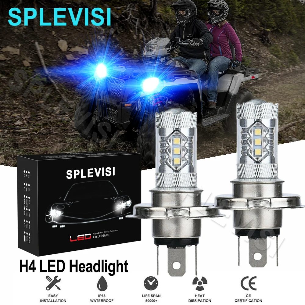 

2x 80W Ice blue led headlight For Polaris SP 500 1989-1992 Sport 1987-1998 Sprint 1986-1990 SS 1985-1986 Star 1985-1995