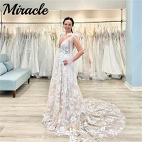 miracle a line v neck wedding dresses appliques lace wedding gown with bow ivory backless bridal dresses %d1%81%d0%b2%d0%b0%d0%b4%d0%b5%d0%b1%d0%bd%d0%be%d0%b5 %d0%bf%d0%bb%d0%b0%d1%82%d1%8c%d0%b5