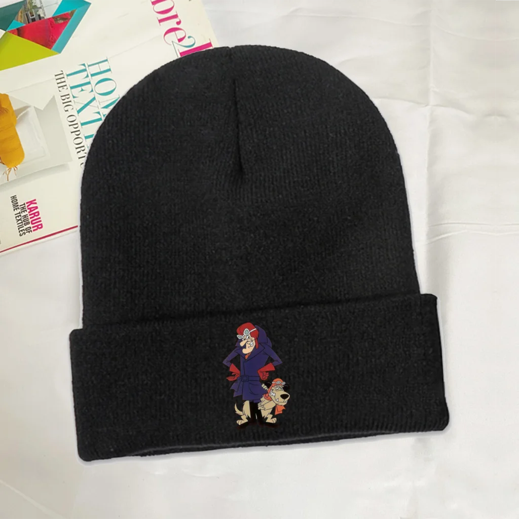 

Wacky Races Rock and Gravel TV Skullies Beanies Caps Dick Dastardly and Muttley Knitted Winter Warm Bonnet Hats Unisex Ski Cap