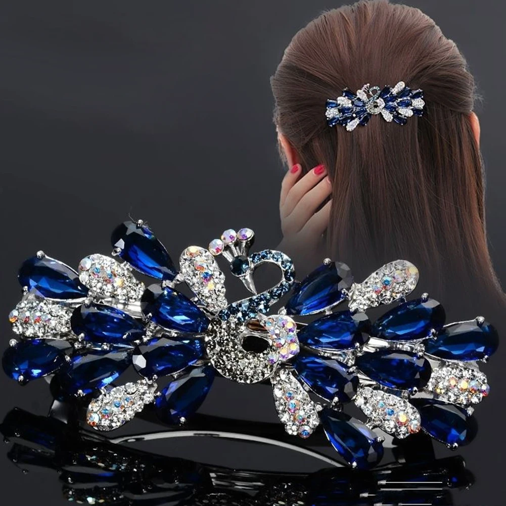 

Fashion Women's Crystal Peacock Hairpin Vintage Rhinestone Hair Pin Barrette Hair Clip Hair Styling Accessories Jewelry