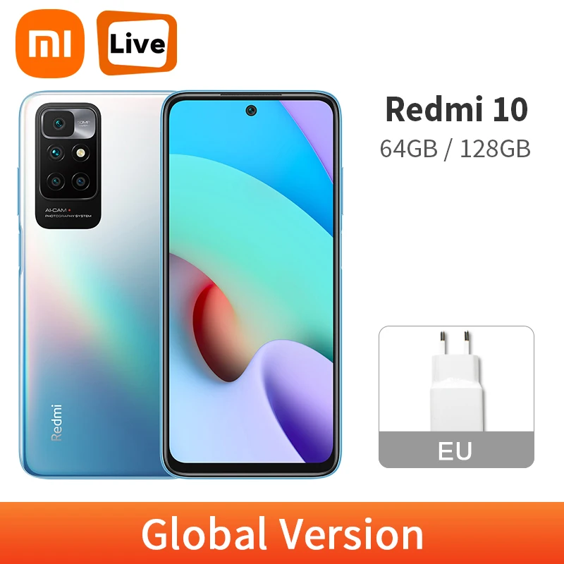 Смартфон Xiaomi Redmi 10 64 ГБ/128 ГБ 50 МП четыре задних камеры 90 Гц DotDisplay 5000 мАч MediaTek Helio G88