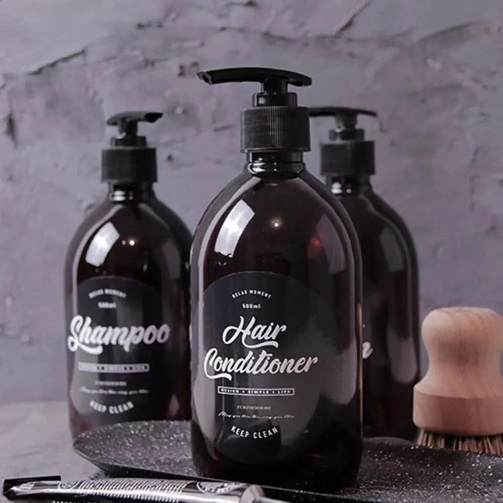 

500ml Nordic Style Brown Bath Refillable Bottle Shower Gel Dispenser Bottles Liquid Container Soap Foam Shampoo Mousses Z7s0
