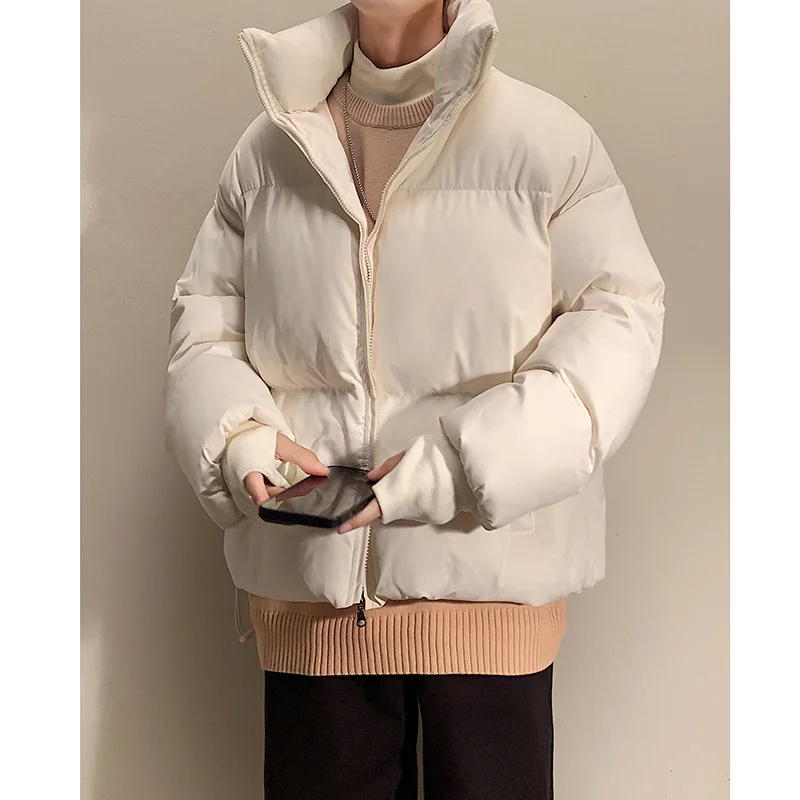 Winter Jacket Men Warm Fashion Beige/Black Casual Thickened Down Jacket Men Korean Loose Thick Short Coat Mens Parker Clothes
