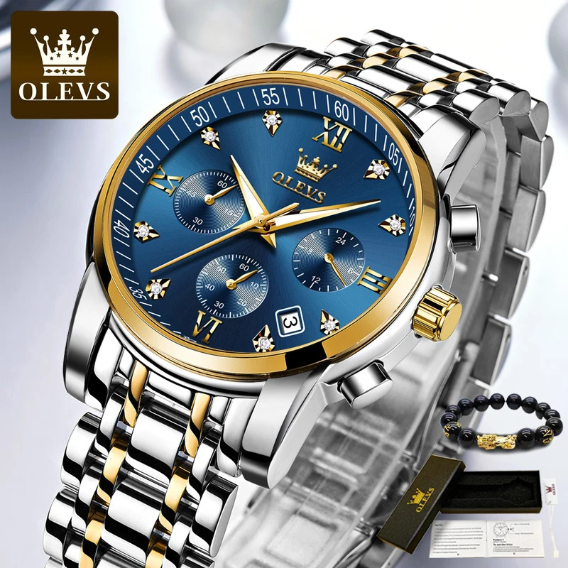 

OLEVS Classic Men's Watches Luxury Original Waterproof Diamond Chronograph Quartz Male Wrist Watches Relogio Masculino 2022