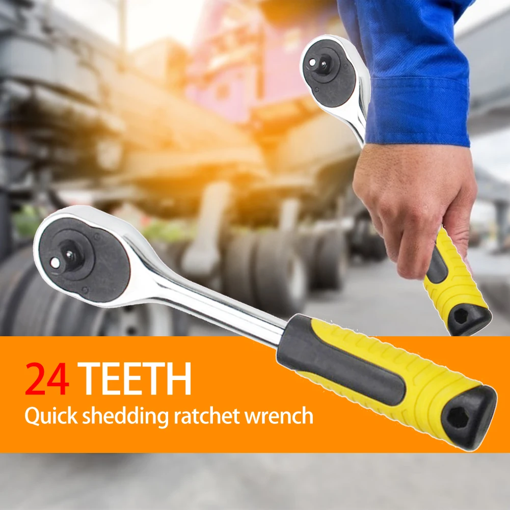 

Non Slip CR-V Alloy 24 Teeth Ratchet Wrench Socket Spanner Vehicle Repair Tool Auto Car Disassembly Repair Quick Release Tool