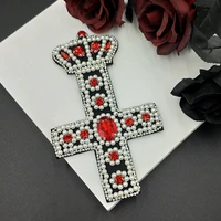 5pc handmade rhinestone pearl cross beaded crystal patches sew on bag jacket dress sequin for clothing badge flower applique