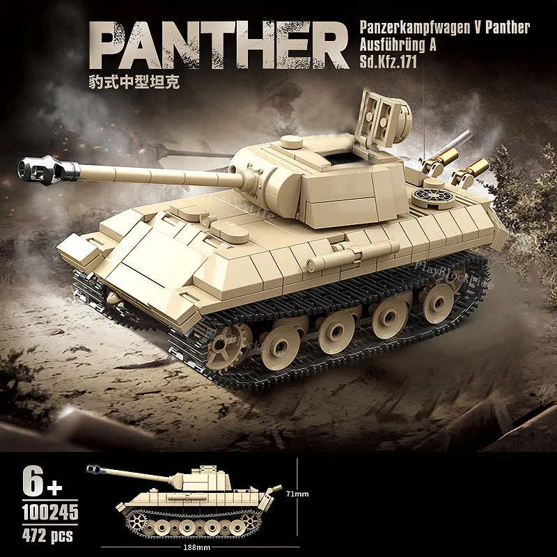 WW2 Military Model Series World War II German Panther Medium Tank Collection Model Building Blocks Bricks Toys Gifts