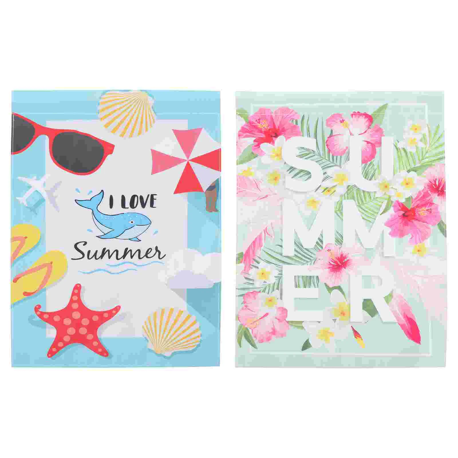

2Pcs Summer Styled Garden Flags Garden Party Flag Ornaments Yard Decorations
