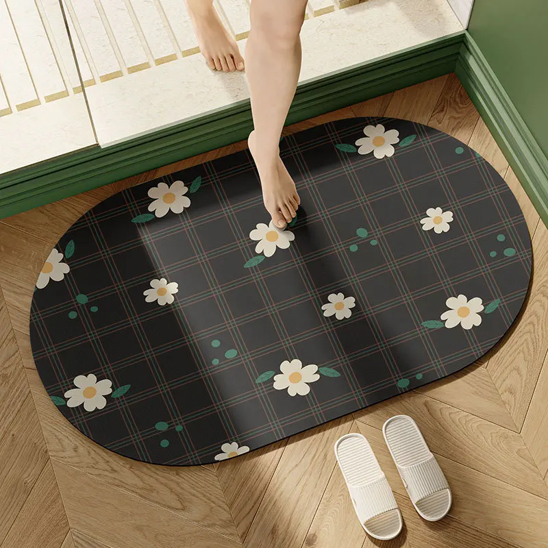 

Small Fresh Ins Wind Diatom Mud Bathroom Bathroom Absorbent Floor Mat Toilet Toilet Door Non-Slip Foot Mat Home Decoration