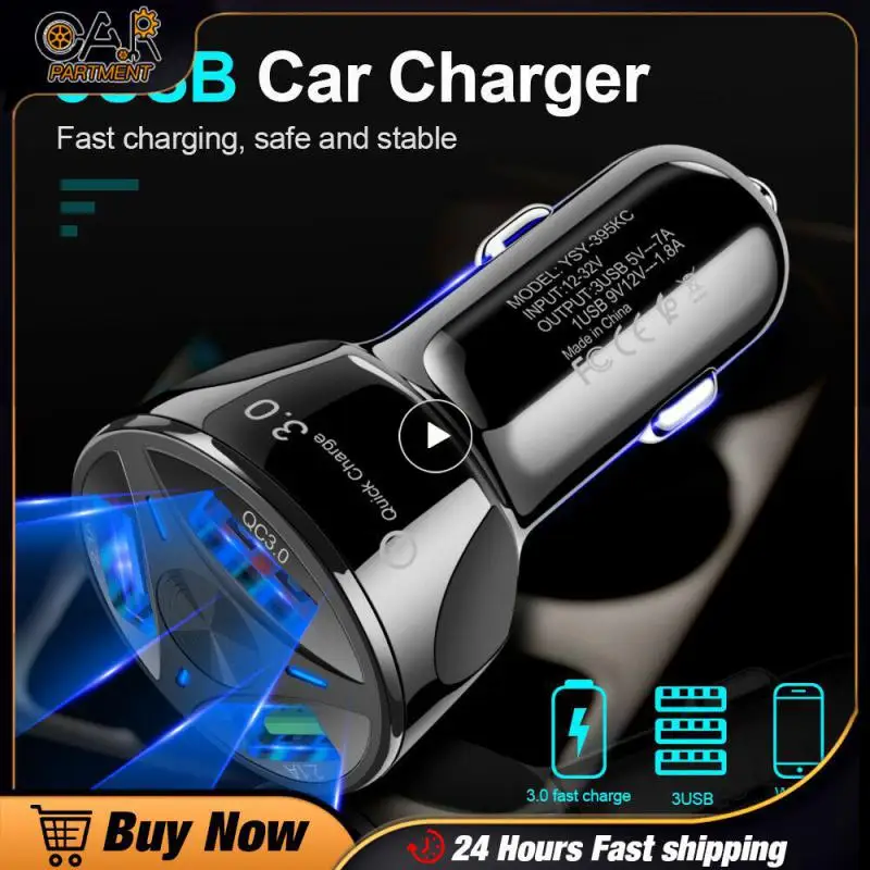 

Mini Car Charger QC3.0 3 USB Car Charger Quick Fast Charger for Iphone Samsung Huawei Car Accessries