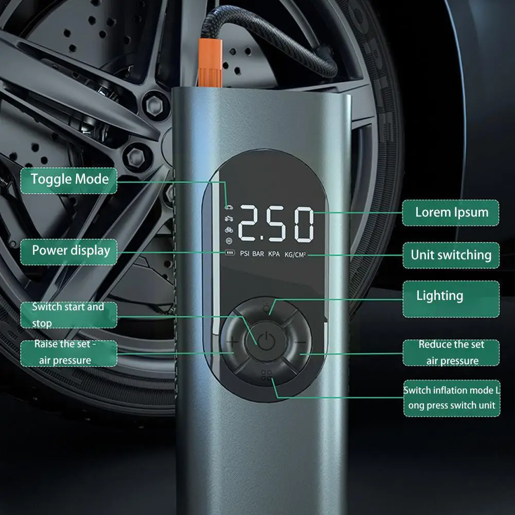 

Intelligent Digital Display Dual-use Vehicle Mounted Tire High Inflator Portable Pump Power Tire Inflation Inflation Pump G5I1