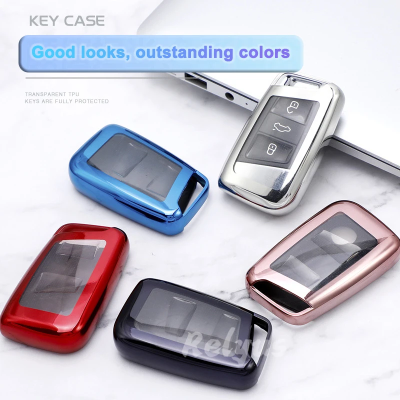 

Plating TPU Car Key Case Cover Protector for Volkswagen VW Magotan Passat B8 Golf for Skoda Superb A7 Key Shell Auto Accessories