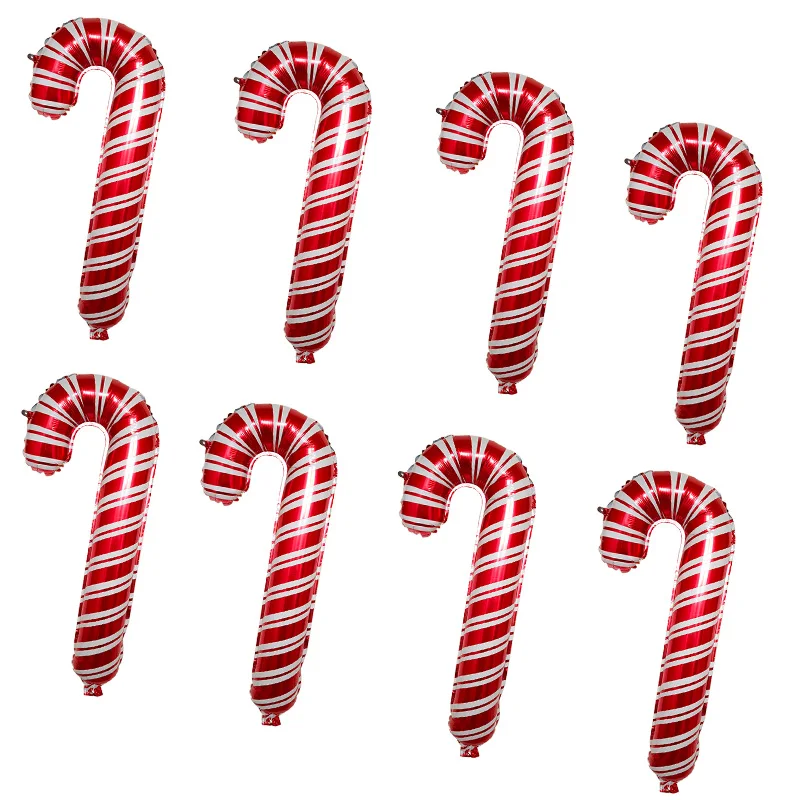 8pcs Large Christmas Candy Cane Aluminum Foil Balloons for Xmas Home Party Decorations Supplies Red and White Long Balon - купить по