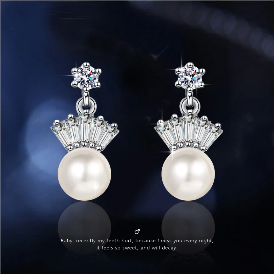 Женские серьги с имитацией жемчуга и кисточками в виде короны