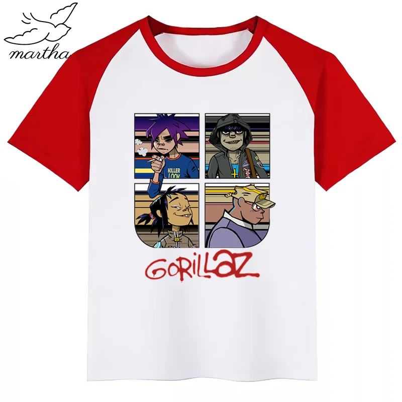 New Boys Girls Gorillaz Cartoon Print  T-Shirt Kids Funny Clothes Children Summer Short Sleeve Baby Top