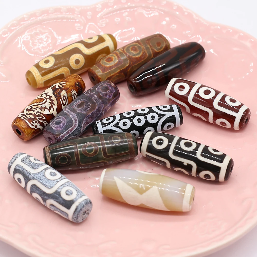 1 шт. бусины из натурального агата гадания большое отверстие бусины из натурального камня для женщин Сделай Сам ювелирные изделия ожерелье серьги подарок 14x40 мм