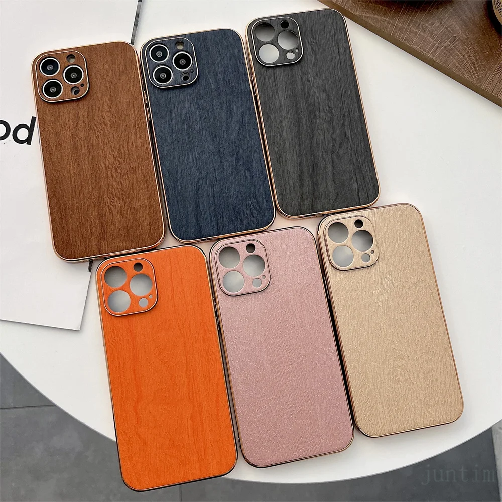 

High Quality Plating Wood Grain Phone Case For Iphone 11 13 12 Pro Promax Back Cover