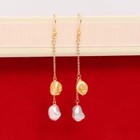 fashion baroque fashion pearl ladies earrings copper gold plated freshwater pearl temperament earrings female factory wholesale