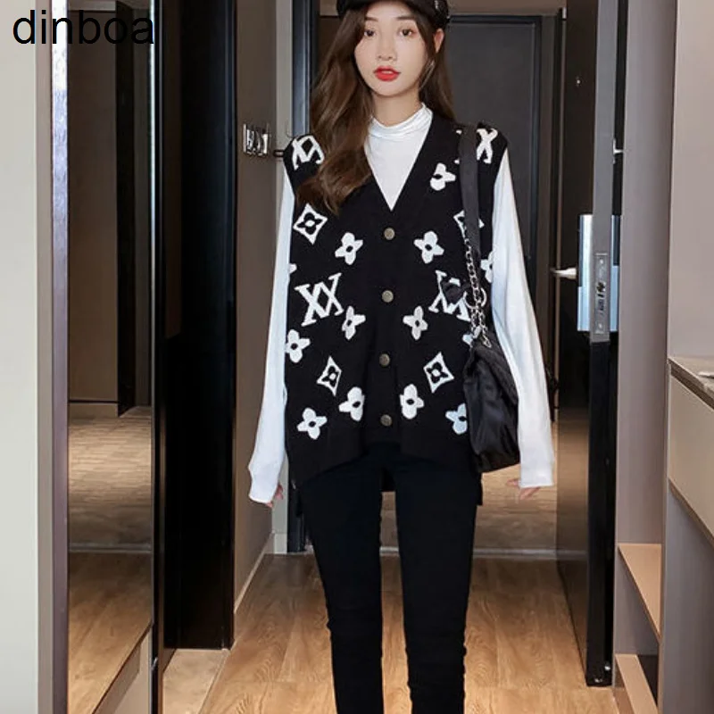 

Женский свитер, вязаный жилет, модное пальто с надписью, кардиган без рукавов, свободная Дизайнерская куртка, дешевая оптовая продажа, жилет...