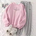 Женский бархатный костюм из двух предметов, Розовый пуловер с круглым вырезом и вышивкой, свободные спортивные брюки-султанки, женская одежда для осени и зимы 2022