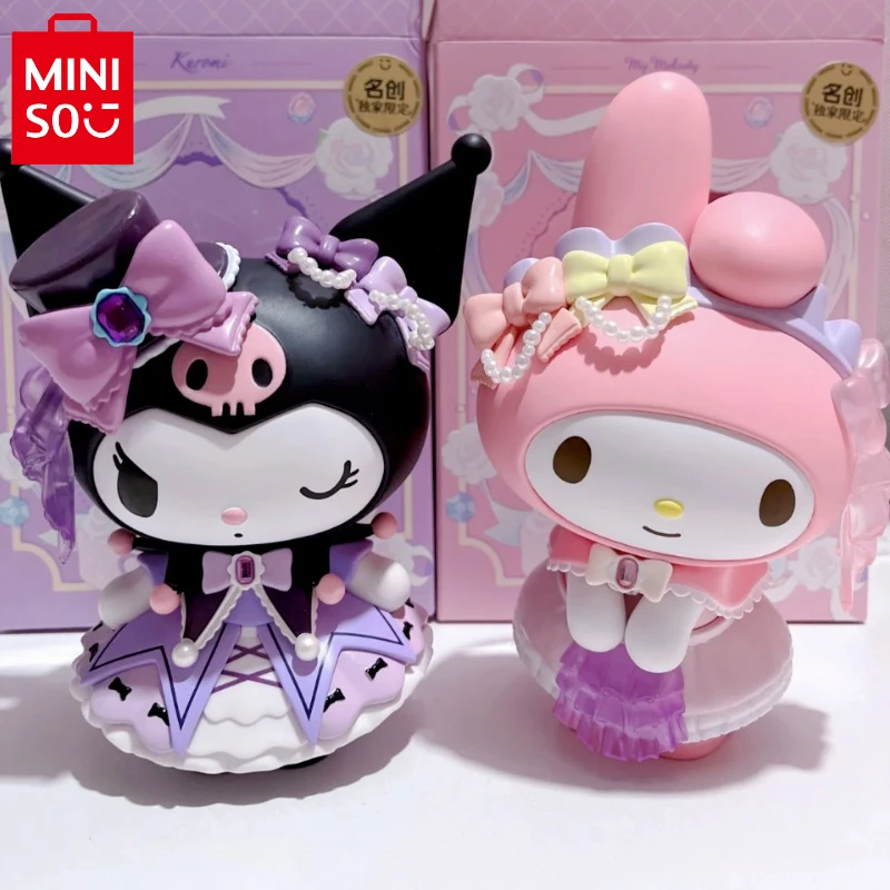 

15cm MINISO Sanrio My Melody & Kuromi Rose Flower Party Figure Cartoon Cute Model Ornament Decoration Holiday Gift