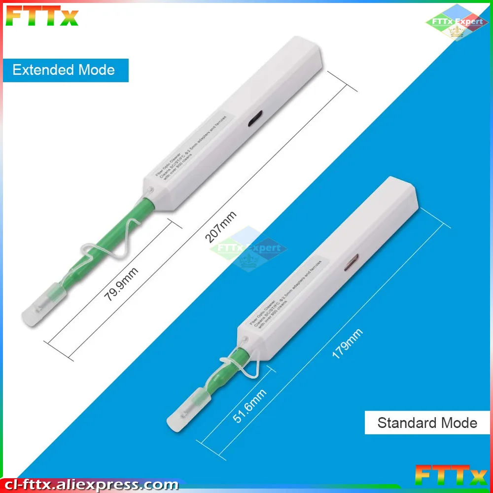 5pcs Fiber Optic Cleaner Pen 2.5mm For Lc Mu / 1.25mm For Sc Fc St Connector Optical Smart Cleaning Tool